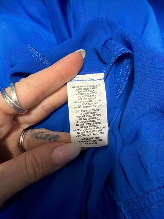 Ramy Brook Tech Perry Dress Cobalt Blue Sleeveless Ruffle Mini Medium - Picture 11 of 11